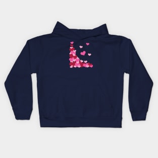 Hearts | Love | Pink | Dark Blue Kids Hoodie